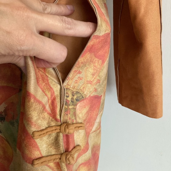 Soft Surroundings Orofino Faux Suede Open Front Watercolor Duster Jacket, Sz L - Picture 7 of 16